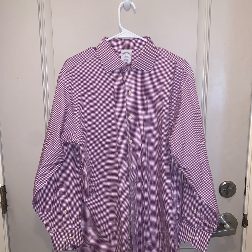Brooks Brothers 346 Men’s Purple Gingham Button Down Size 17